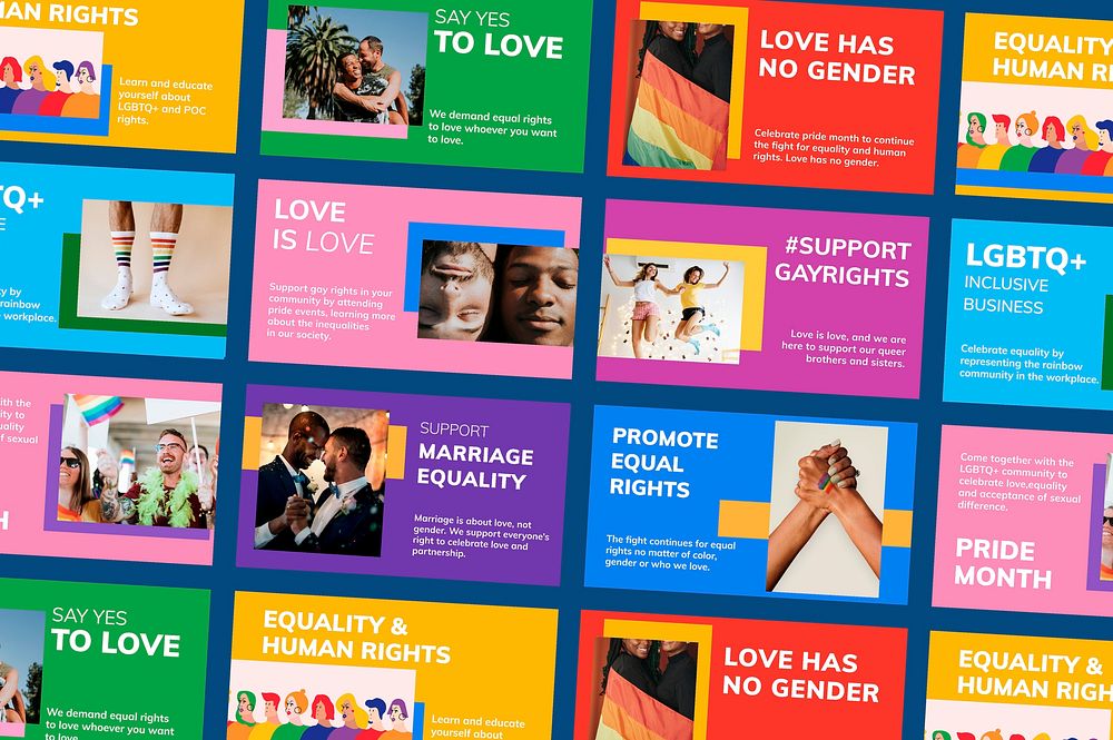 Pride month LGBTQ template vector gay rights support blog banners collection