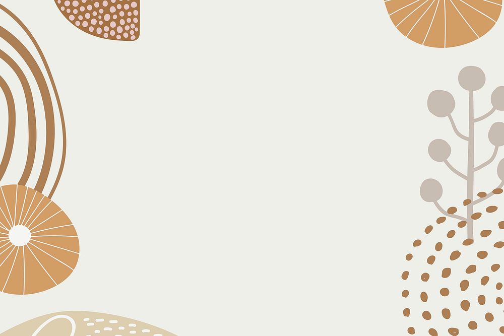 Abstract floral frame background, beige Scandinavian wallpaper design vector