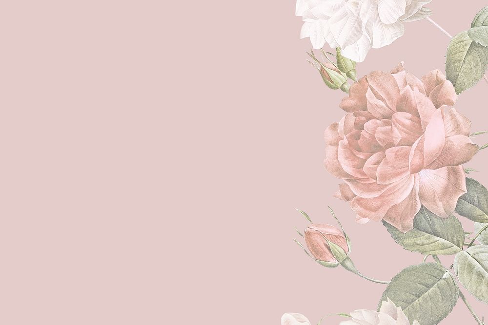 Vintage rose background, flower border in aesthetic design psd