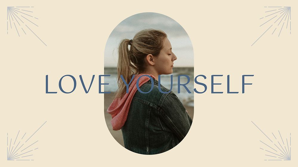 Mental health blog banner template, minimal love yourself graphic vector