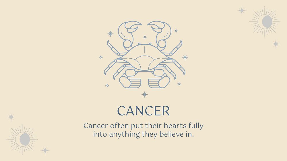 Cancer blog banner template, minimal horoscope graphic vector