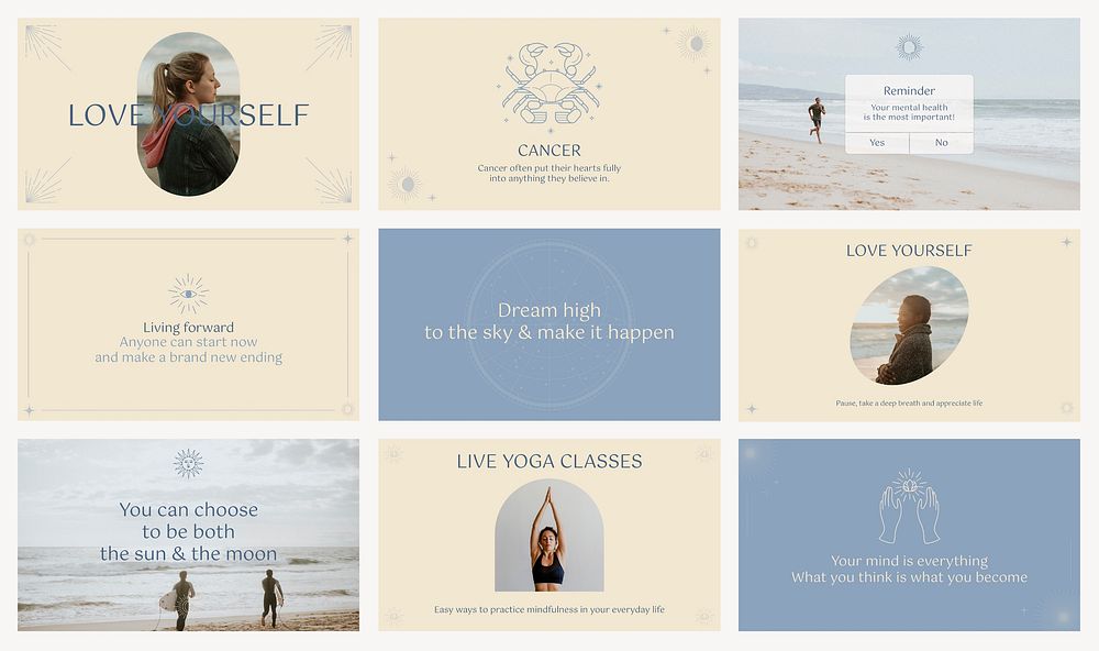 Spiritual quote blog banner template, minimal graphic psd set