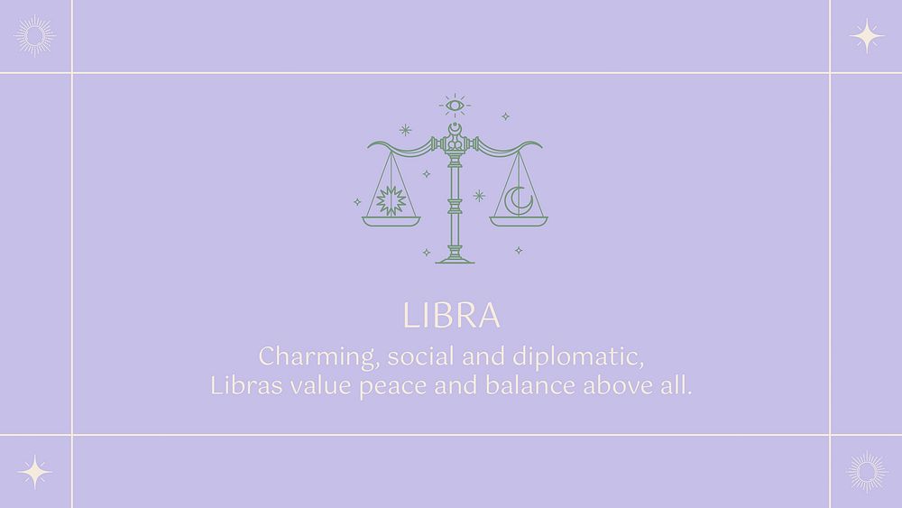 Libra blog banner template, minimal horoscope graphic vector