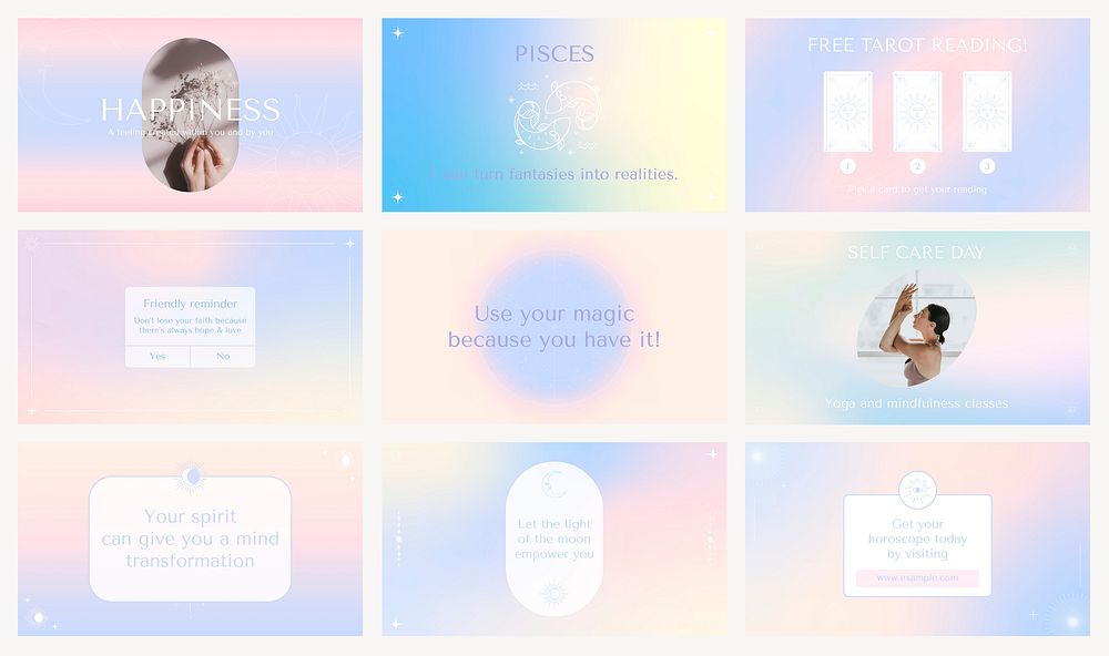 Spiritual quote blog banner template, gradient graphic psd set