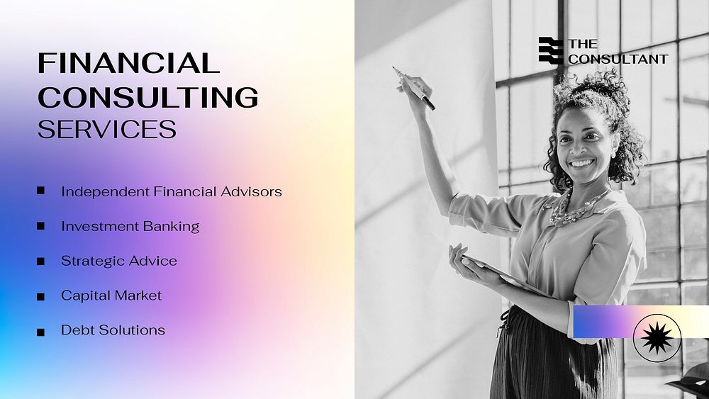 Financial consulting blog banner template,  debt solutions psd
