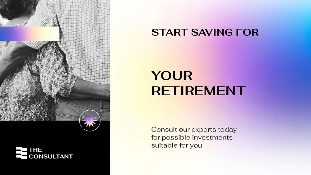 Retirement planning blog banner template, financial consulting service psd