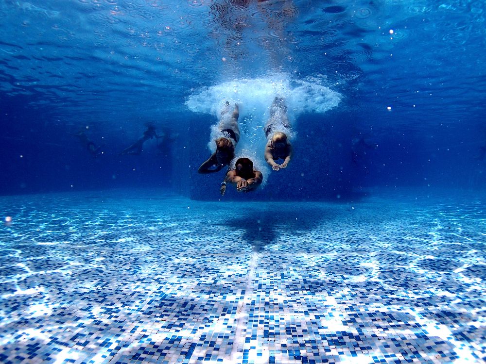 Fun in the Pool. Original public domain image from Wikimedia Commons