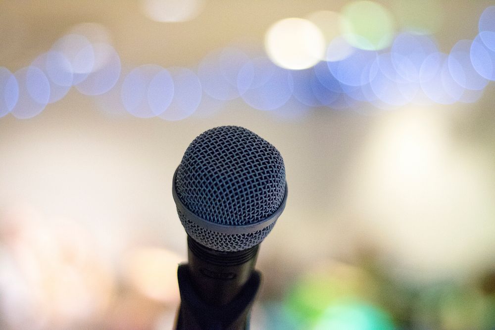 Singers view of microphone. Original public domain image from Wikimedia Commons