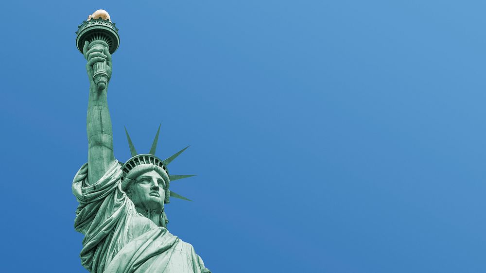 Statue of Liberty desktop wallpaper, blue sky background