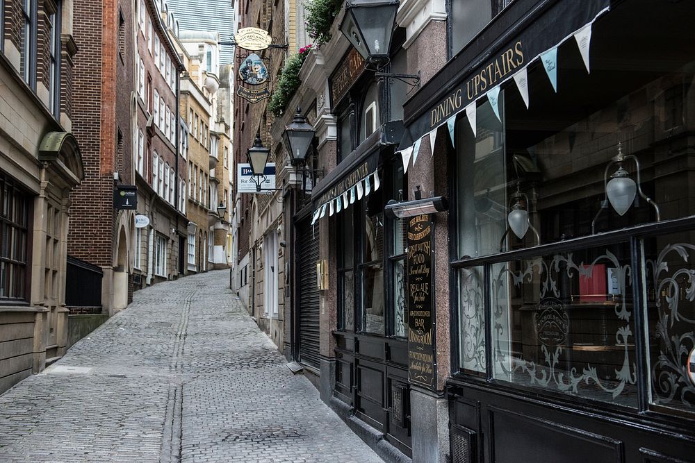 Quaint alley in London. Original public domain image from Wikimedia Commons