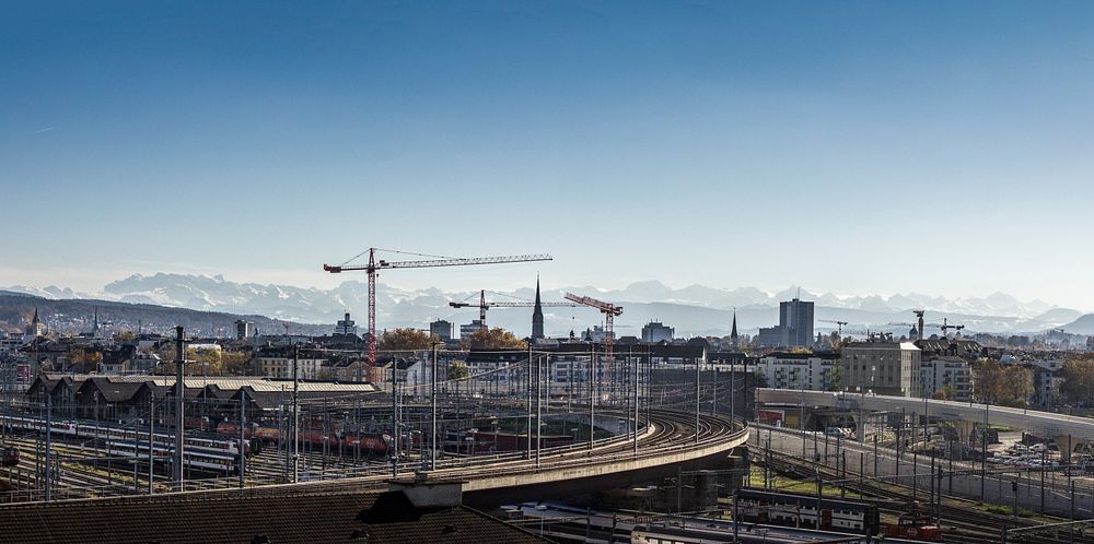 Construction site at Z&uuml;rich, Switzerland. Original public domain image from Wikimedia Commons