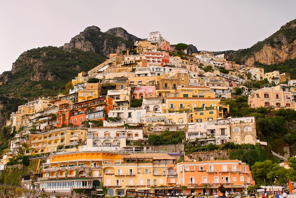 Buildings in Positano, Italy. Original public domain image from Wikimedia Commons