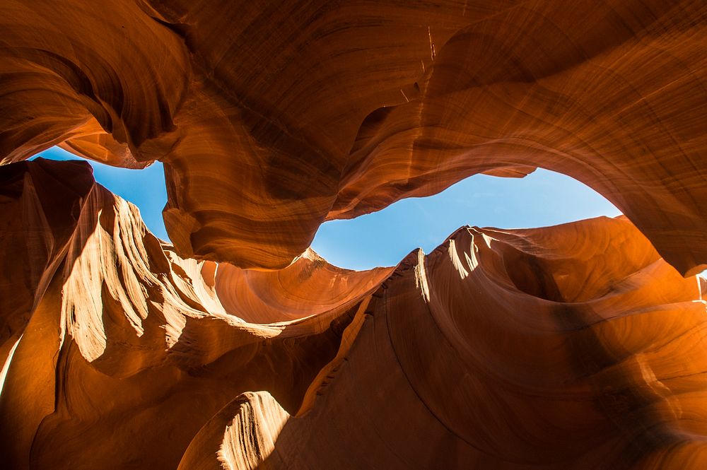 Antelope canyon rock formations. Original public domain image from Wikimedia Commons
