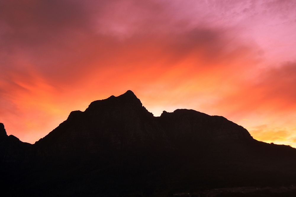 Aesthetic silhouette of mountains. Original public domain image from Wikimedia Commons