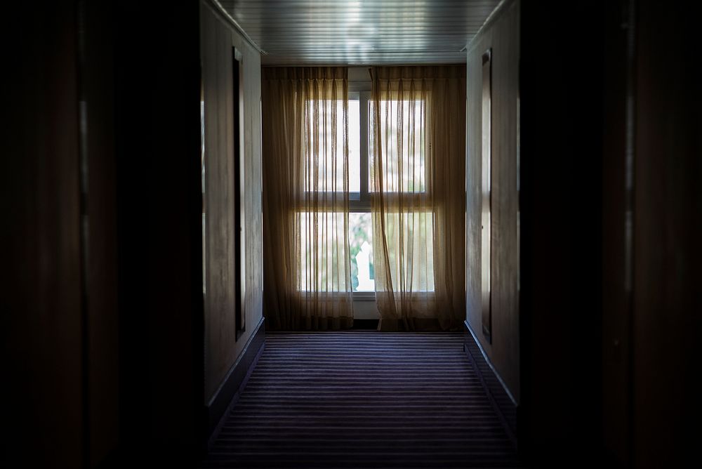 Motel Window Curtains. Original public domain image from Wikimedia Commons