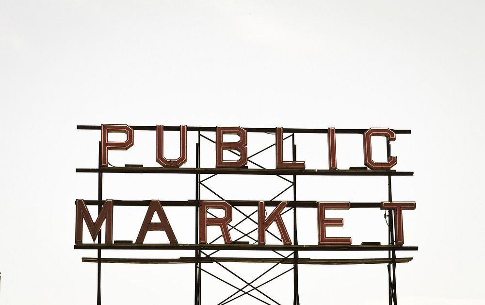 Public market sign. Original public domain image from Wikimedia Commons