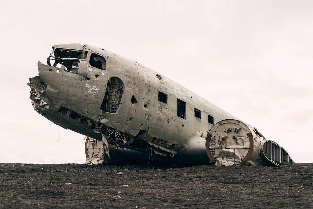 Abandoned plane in Iceland. Original public domain image from Wikimedia Commons