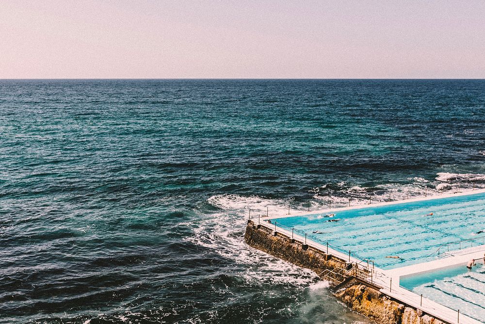 Pools by the ocean coast, Bondi Beach, Sydney, Australia. Original public domain image from Wikimedia Commons