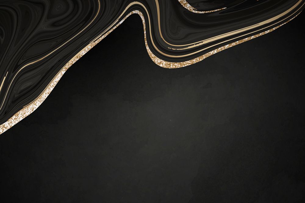 Black marble background with gold lining