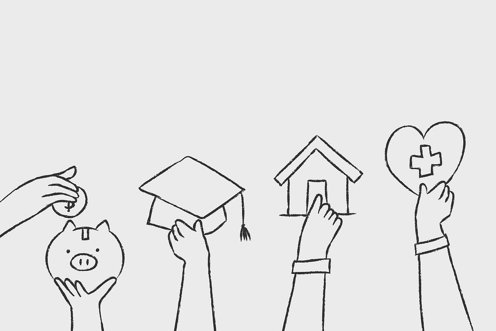 Financial management doodle vector illustration