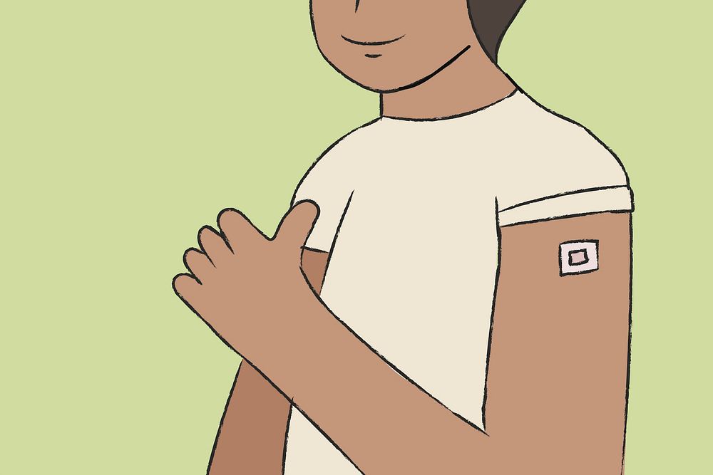 Hand drawn vaccination vaccinated man character