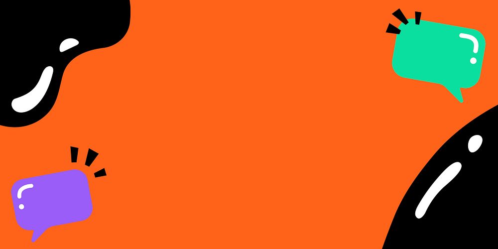 Black border psd with speech bubbles on orange background