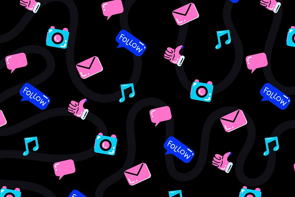 Entertainment icon pattern psd in funky style