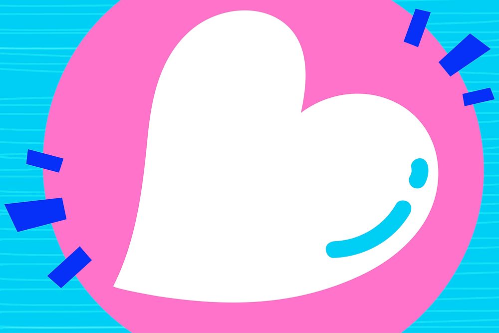 White heart vector on pink and blue background