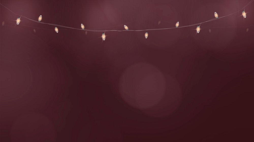 Bokeh border vector in burgundy red with glowing hanging lights