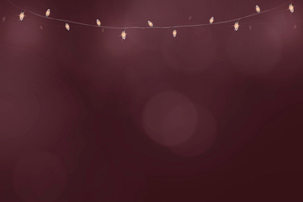 Bokeh background vector in burgundy red with glowing hanging lights