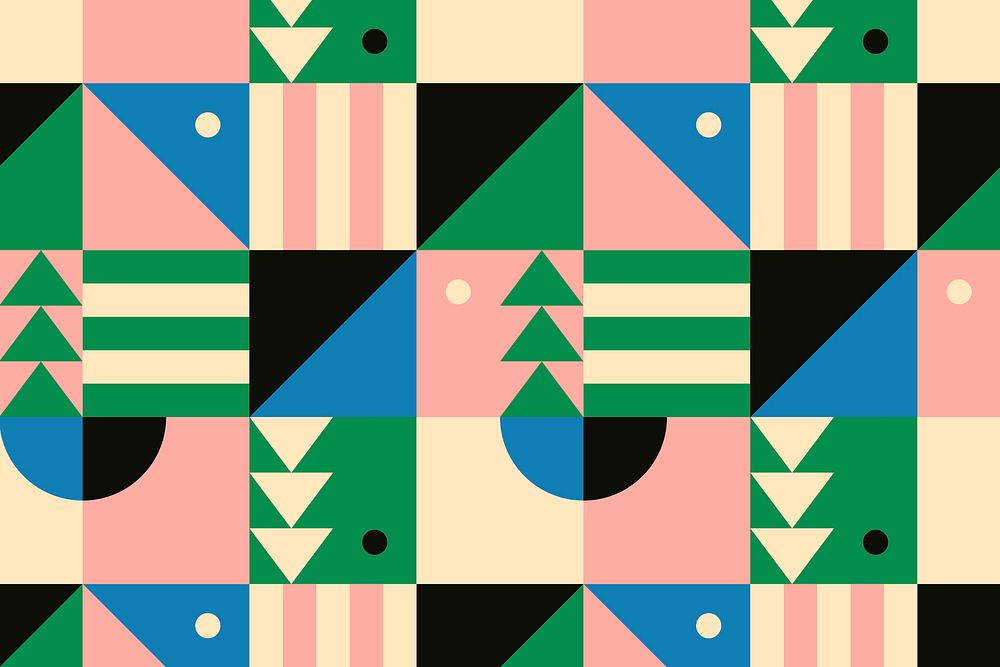 Bauhaus inspired pattern vector flat design background