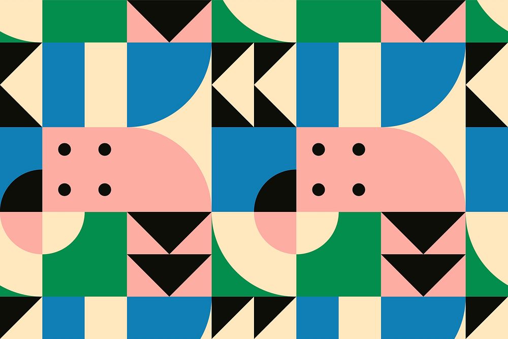 Bauhaus inspired pattern vector flat design background