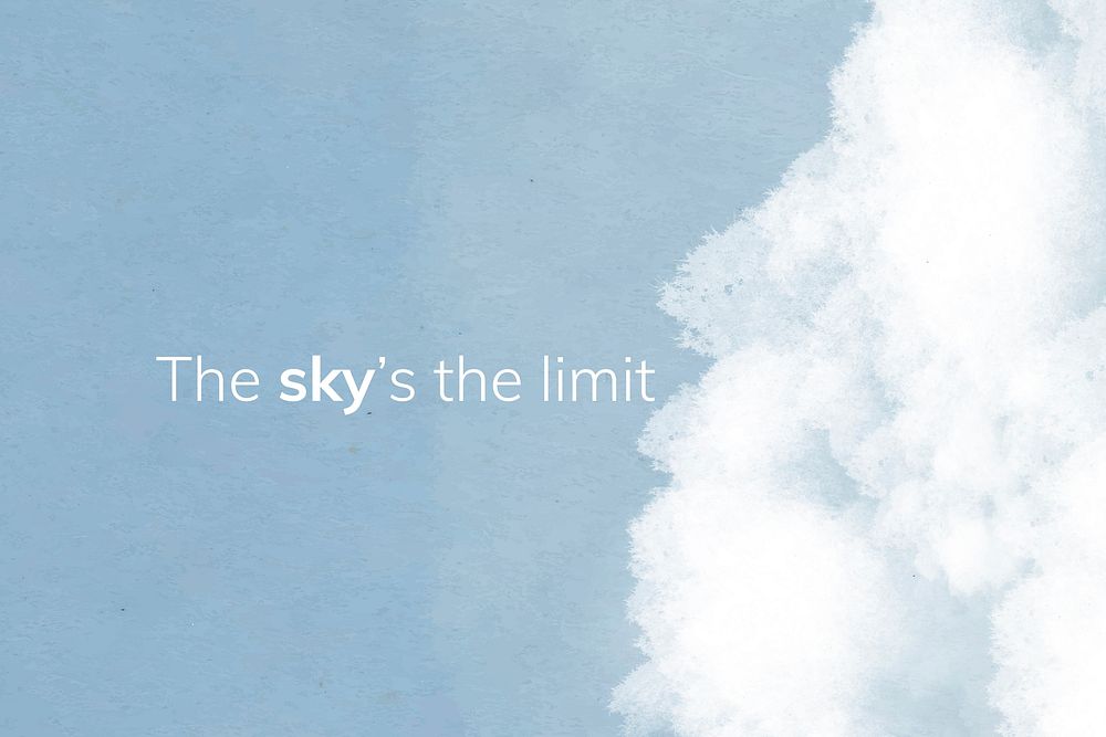 Sky banner template vector with white clouds and editable text, sky&rsquo;s the limit