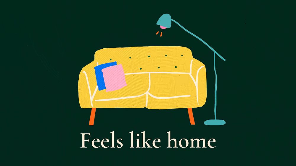 Feels like home template vector for hand drawn interior banner