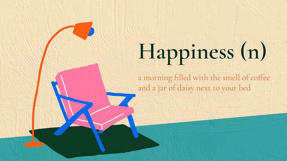 Interior banner template vector with happiness text in hand drawn style