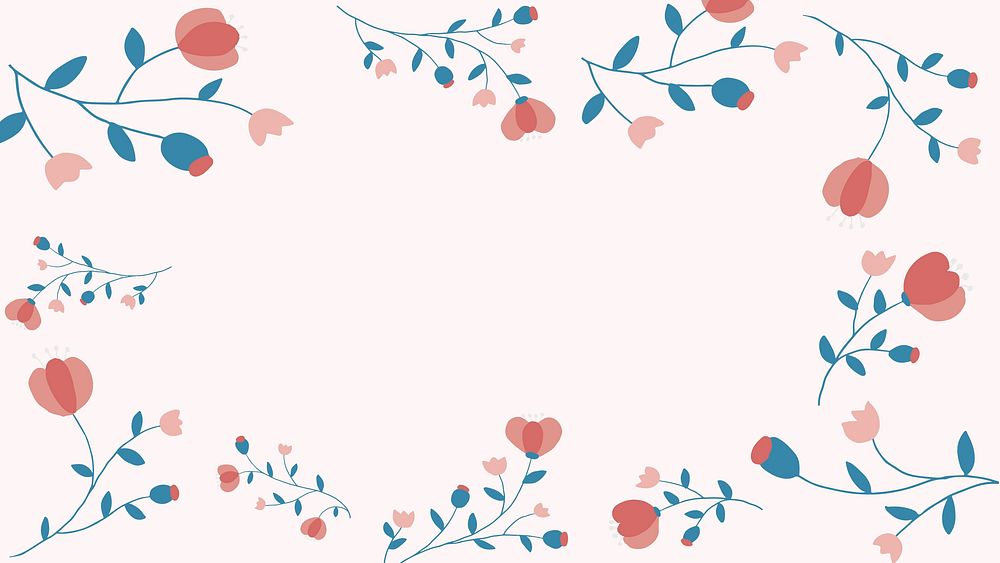 Pink floral frame background vector feminine style
