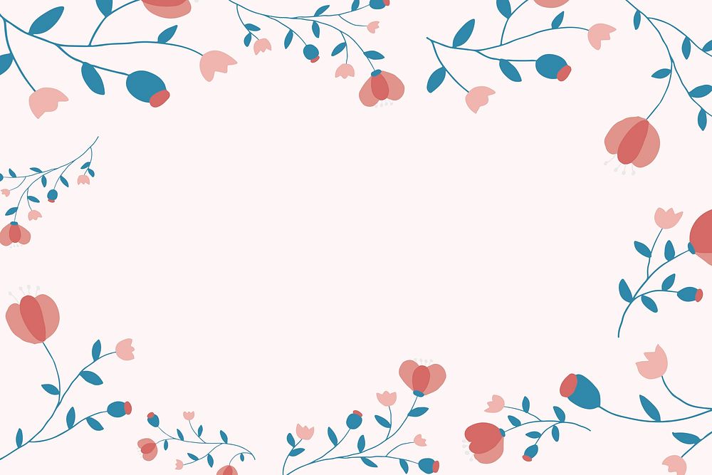 Pink floral frame background psd feminine style
