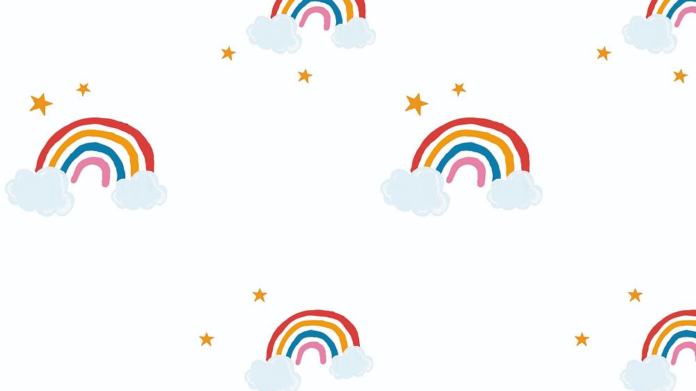 Cute rainbow vector in white background cute hand drawn style