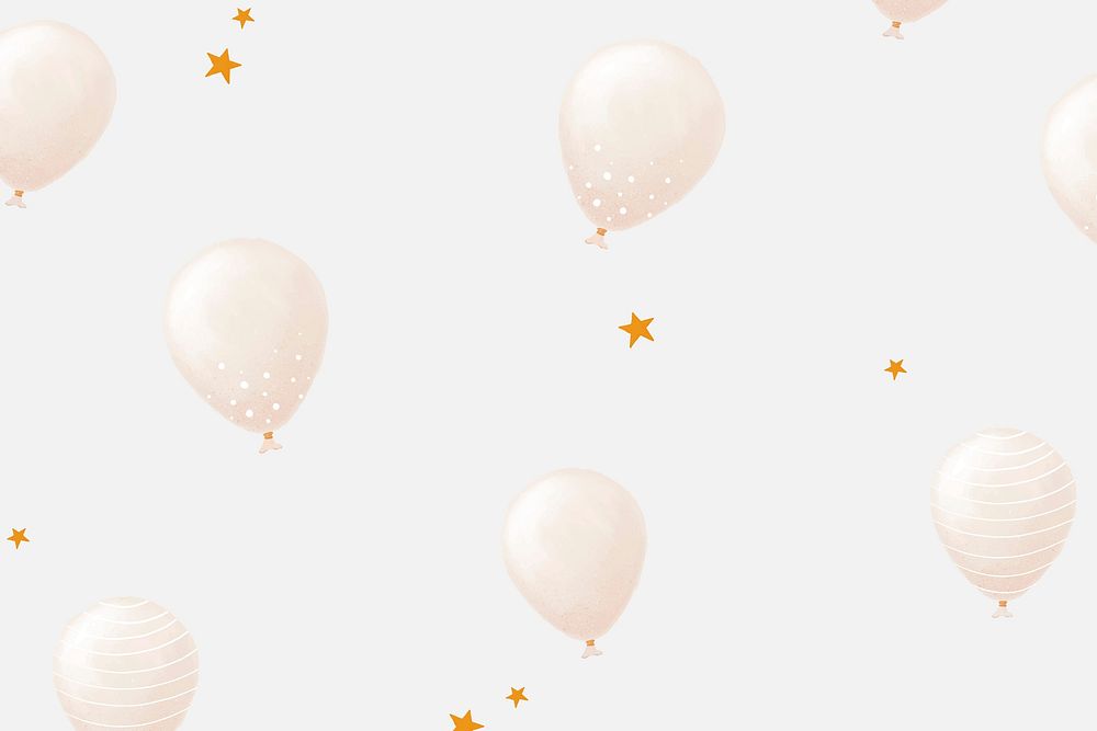 White balloon patterned background vector cute hand drawn style