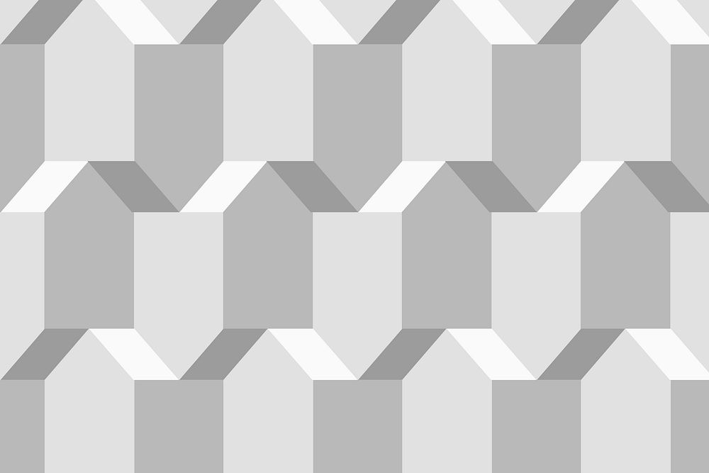 Pentagon 3D geometric pattern vector grey background in abstract style