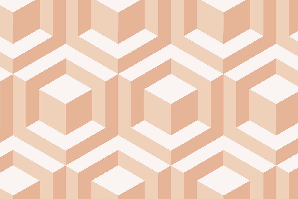 Blocks 3D geometric pattern orange background in modern style