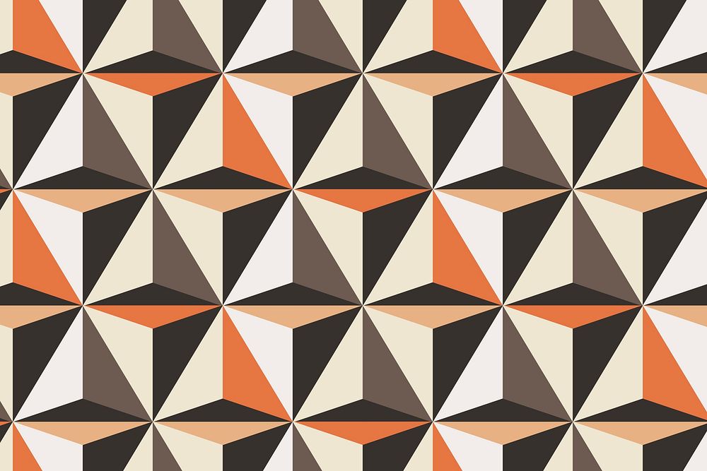 Triangle 3D geometric pattern vector orange background in abstract style