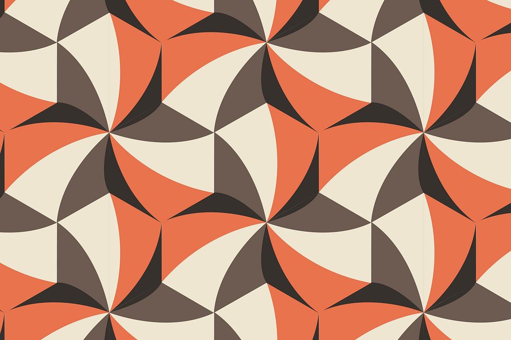 Retro 3D geometric pattern vector orange background