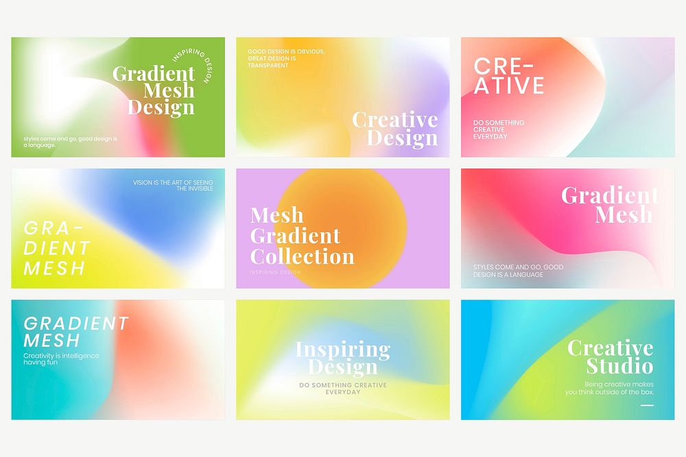Mesh gradient template collection vector for blog banner