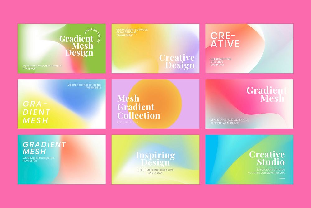 Mesh gradient template collection vector for blog banner