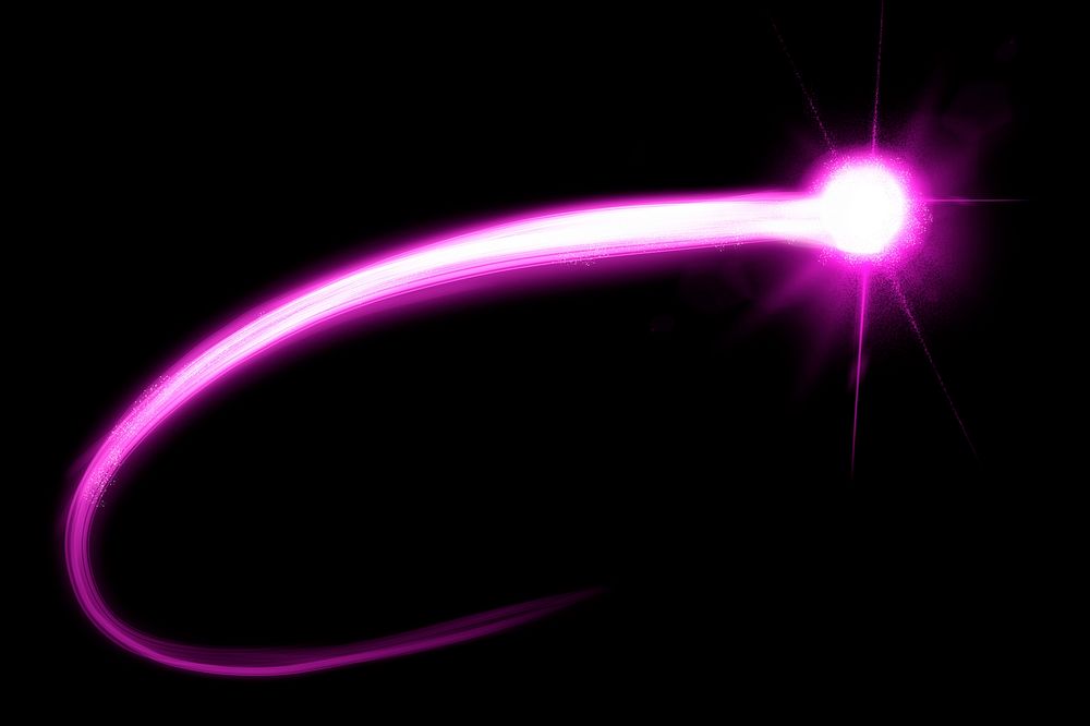 Pink light streak element psd in black background