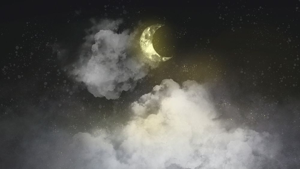Aesthetic background with crescent moon