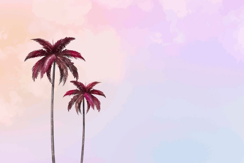 Aesthetic background vector with palm tree