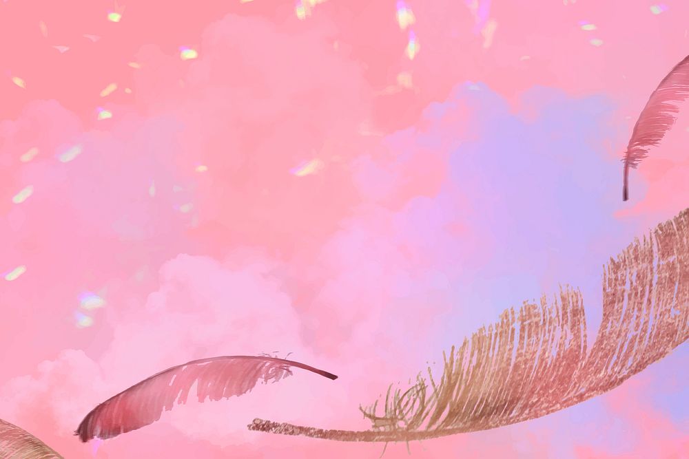 Realistic feather vector on pink background