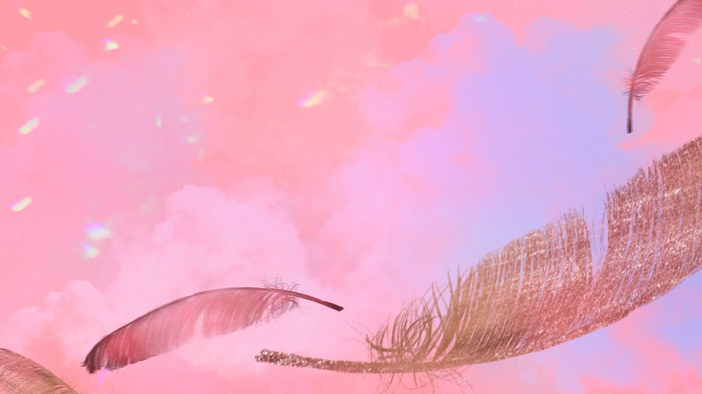 Realistic feather on pink background